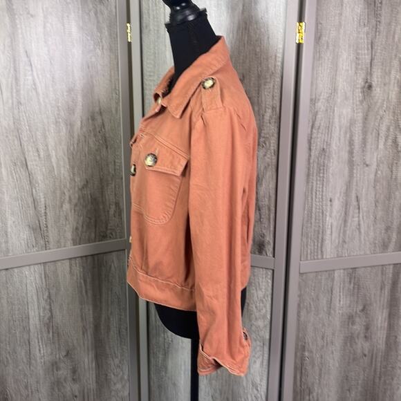 Free People Eisenhower terra cotta denim cropped jacket women's S - Picture 5 of 11